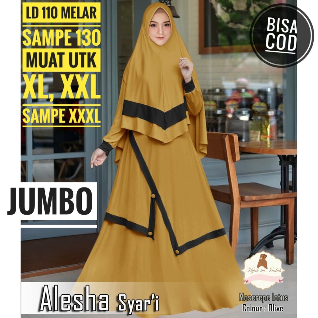 LD 110-130 GAMIS SYARI BRUKAT ALESYA / GAMIS SYARI BROKAT / BAJU PESTA BROKAT JUMBO XXXL