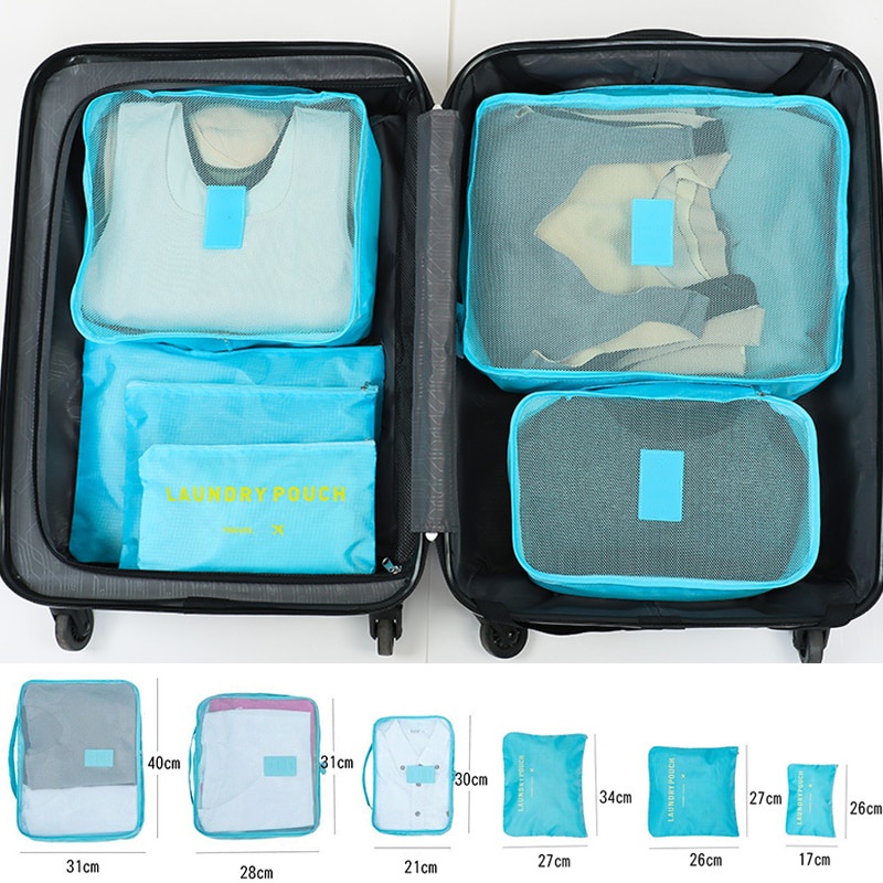 Organizer Travel Koper 6 in 1 lengkap sekat koper bepergian lengkap tempat make up Tempat Baju Tempat peralatan mandi anti kusut anti acak acak mempermudah meletakkan peralatan dan baju di koper dengan terorganisasi dan rapih