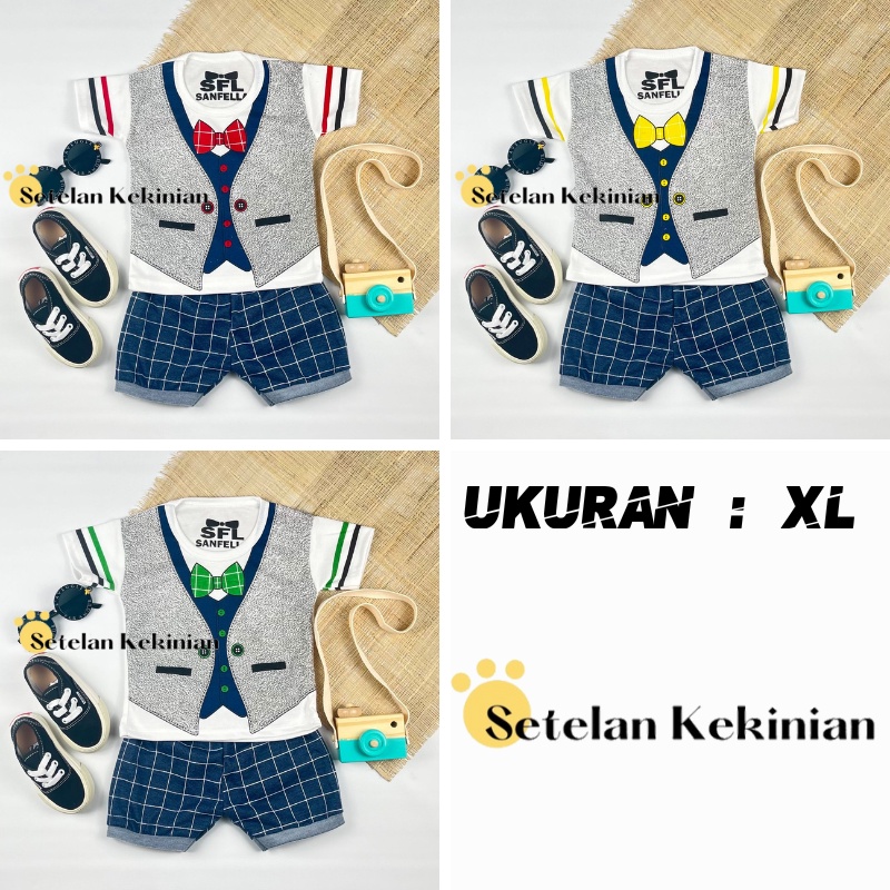 [GRATIS NAMA XL] Setelan Laki Laki 2tahun - 3tahun Set Baby Boy Jumbo Ukuran XL Rompi Tuxedo Pilot Profesi Mama Papa Set Anak Cowok 2 tahun