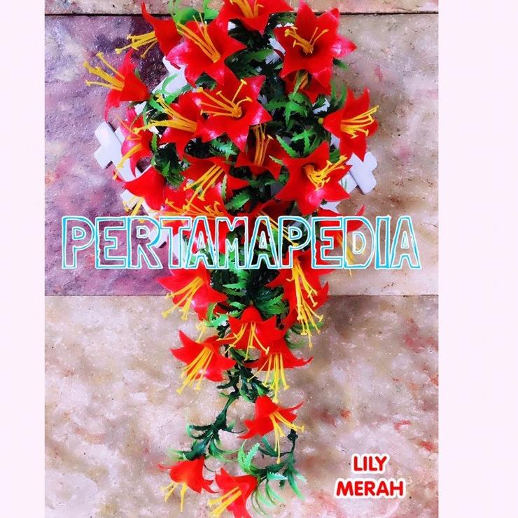 Langsung pesan--C5 Bunga LILY/ Paket Bunga Plastik/ Rumput Plastik/ Daun Rambat Plastik/ Busa Bunga/
