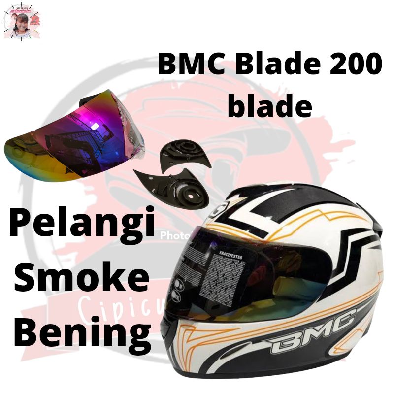 kaca helm BMC Blade, Blade 200, full face pelangi smoke bening visor helmet