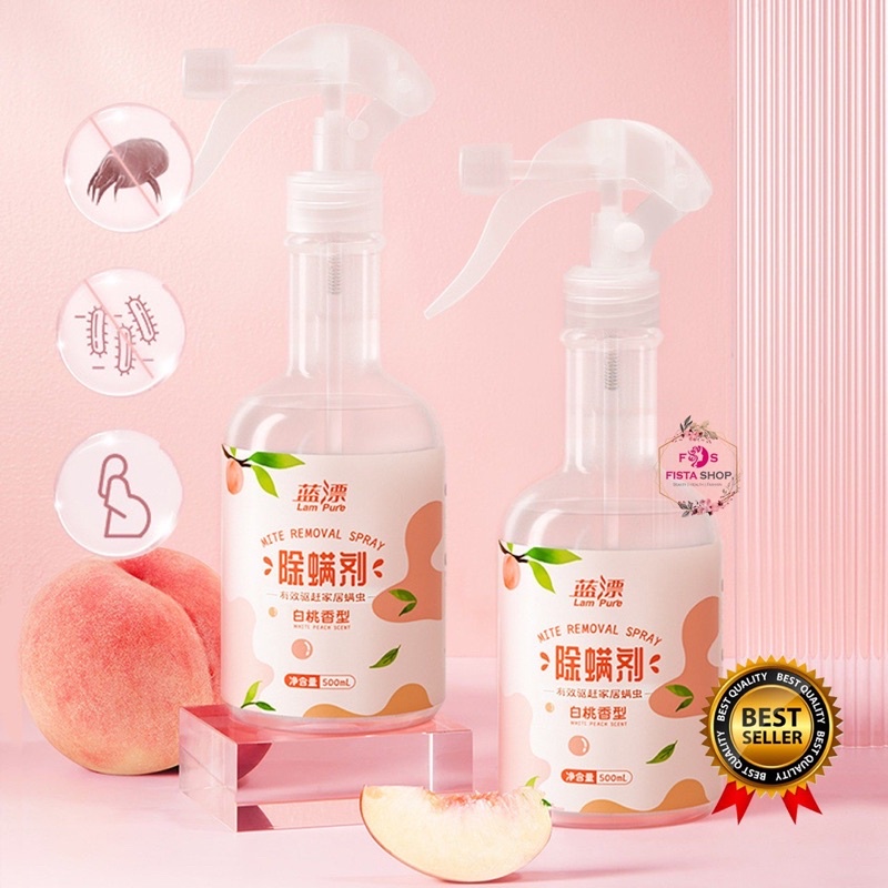 Lam Pure Anti Tungau kasur &amp; selimut Spray Wangi Buah Peach Anti Bakteri, Kuman &amp; Virus Aman Untuk Bayi 500ml Aroma Therapy fistashop