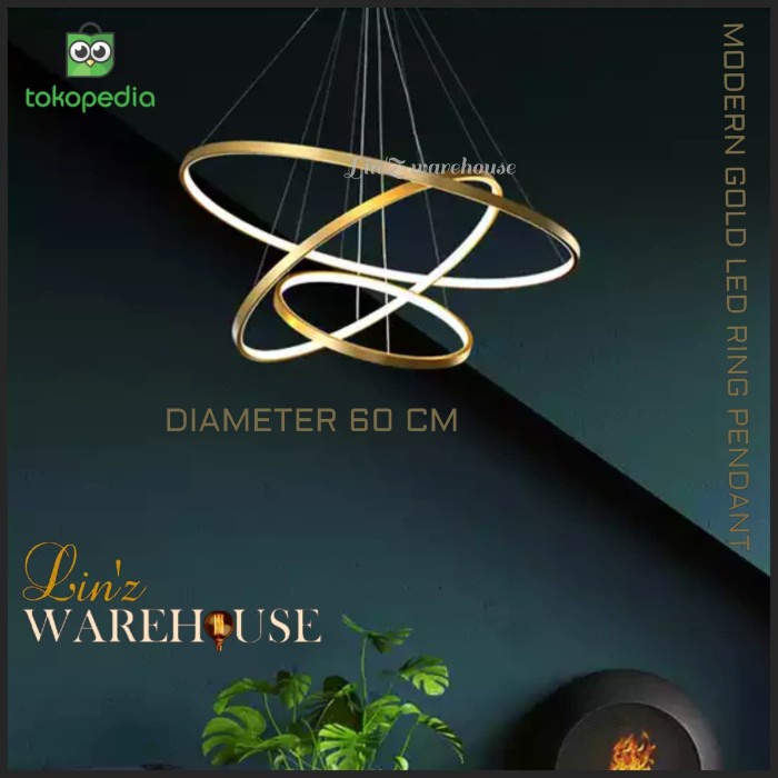 Lampu Gantung Modern Led Gold Ring 60 Cm Pendant Light