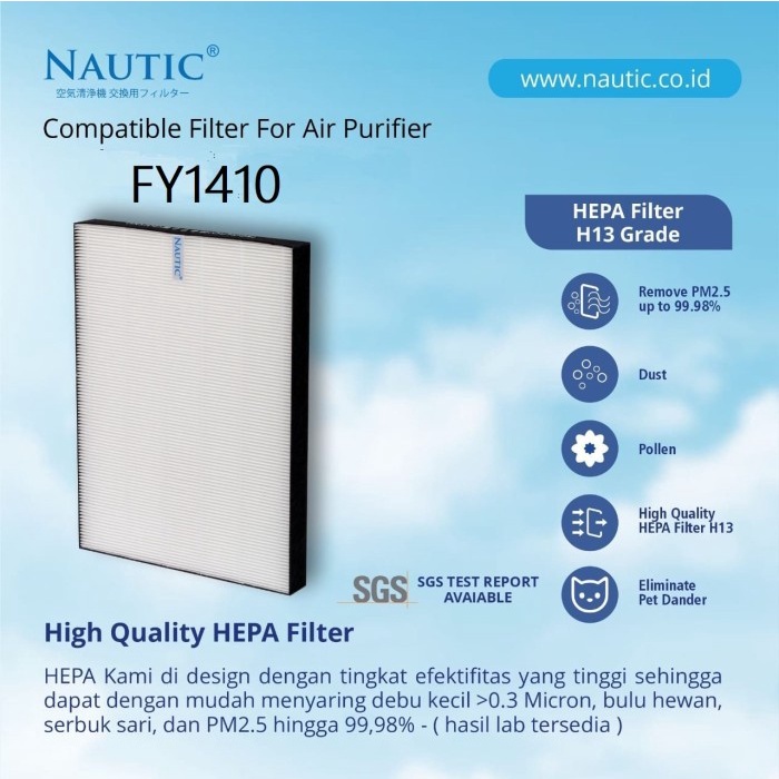 NAUTIC - Replacement Filter FY1410 / FY1413 untuk Philips Air Purifier AC1215