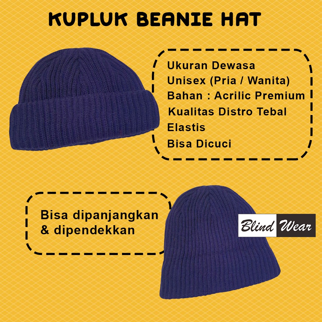 Kupluk Beanie Rajut Salur Polos Tebal Premium Laki Perempuan