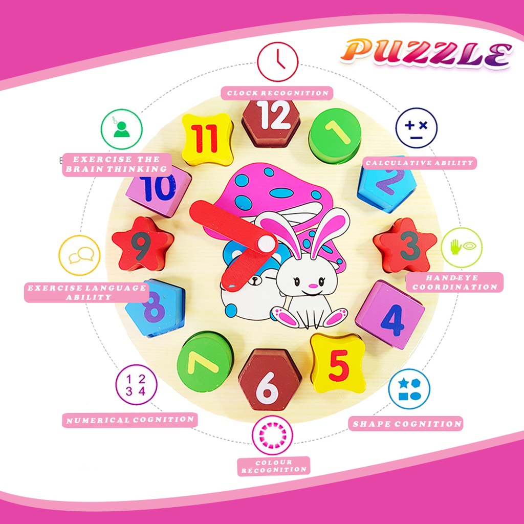 Mainan Edukasi Anak Puzzle/ Mainan Edukatif Anak Puzzle Bentuk Jam