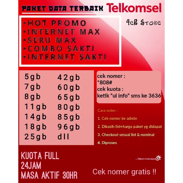 PAKET DATA TELKOMSEL MURAH // TELKOMSEL HOT PROMO, INTERNET MAX, SERU MAX, COMBO SAKTI, INTERNET SAK