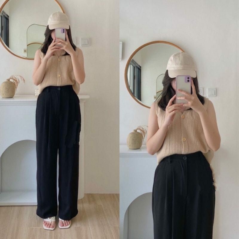 Loose Pantas Trousers Wanita - Celana Anti Kusut - Celana Kulot Wanita