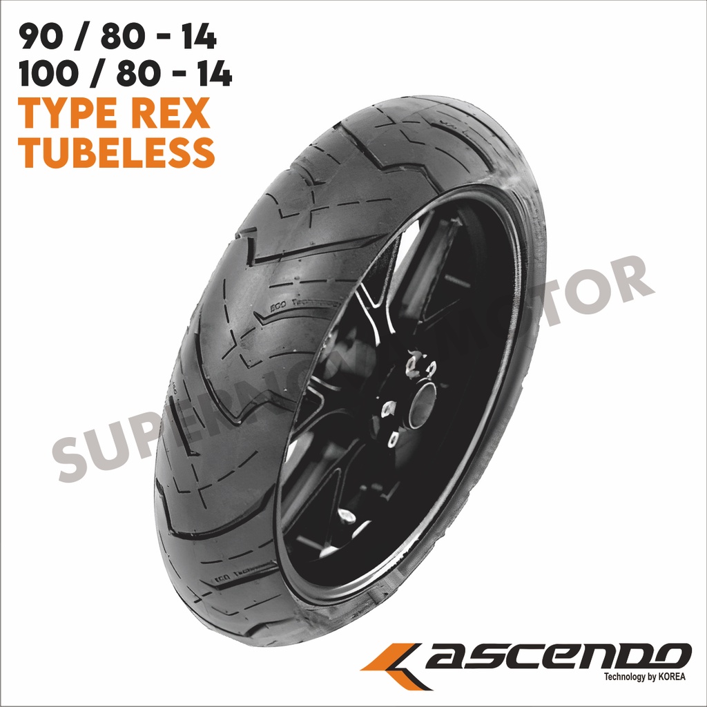 BAN LUAR 90/80-14 80/90-14 100/80-14 ASCENDO BAN LUAR MATIC TUBELESS TYPE REX MERK ASCENDO