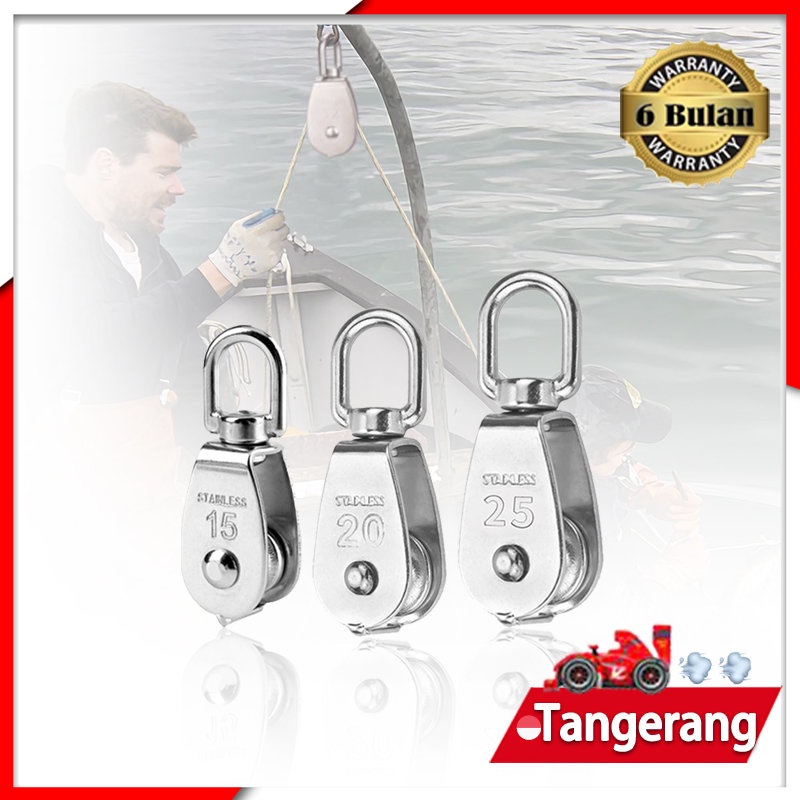 Katrol Tunggal Stainless Steel Anti Karat Kerekan Single Pulley Pengangkatan Swivel Pulley