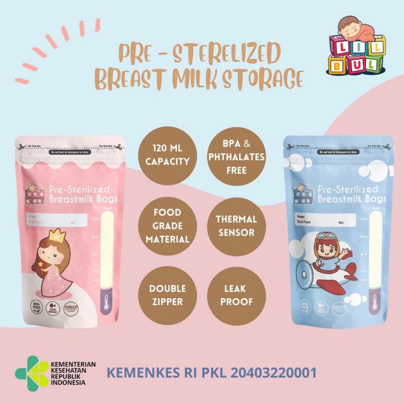 [1pak isi 30pcs] Kantong Asi / Breast Milk Bags Lilbul 120ml