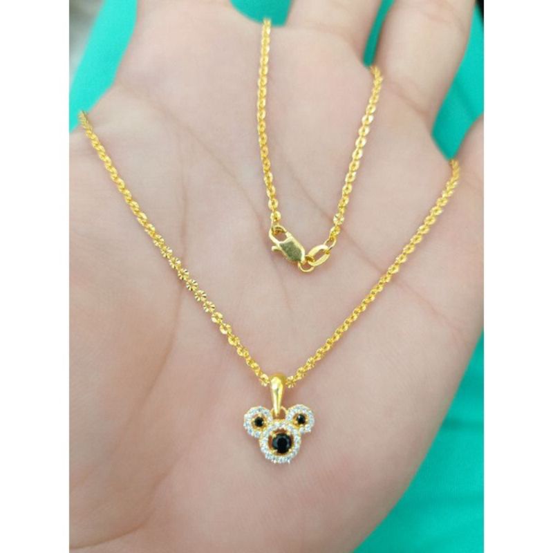 KALUNG ANAK + LIONTIN MiCKY MOUS PERAK 925 LAPIS MAS
