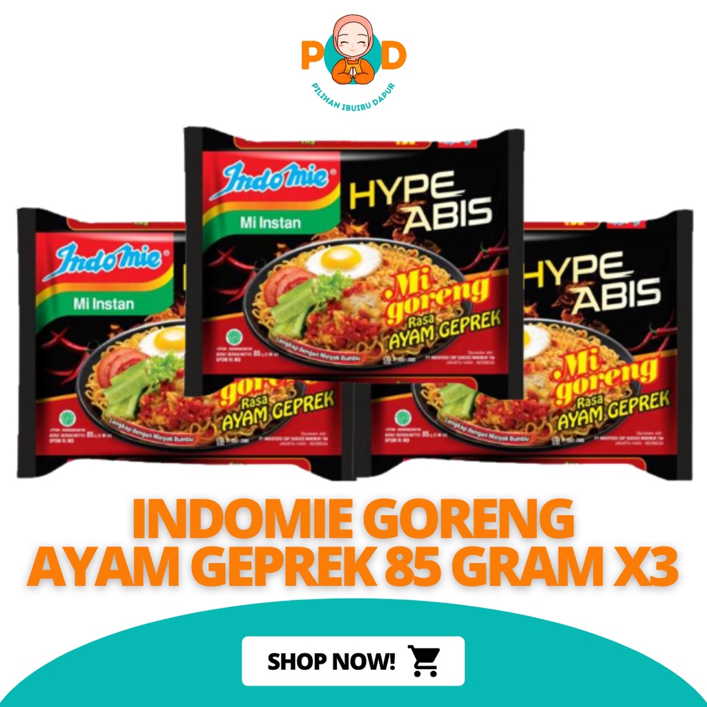 

Indomie Mie Instan Goreng Ayam Geprek Hype Abis 85 Gram x 3