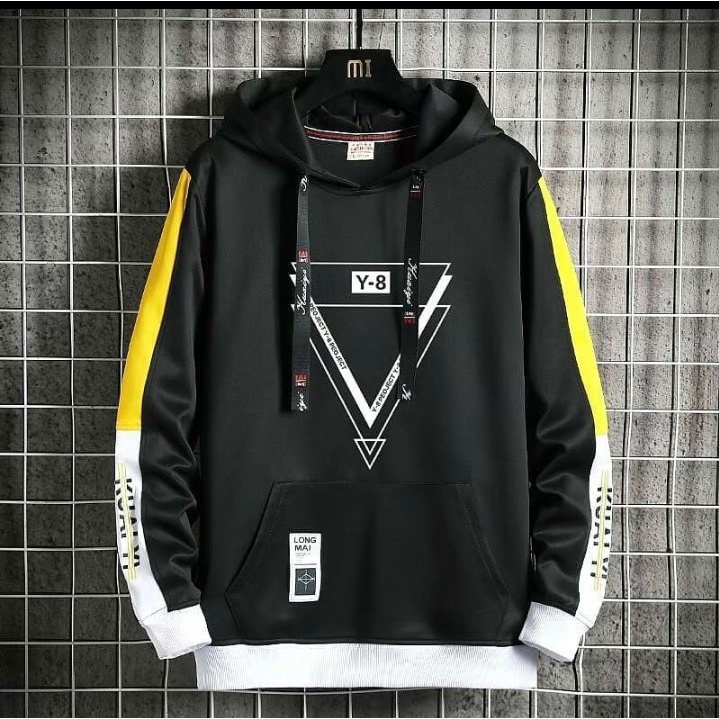 Jaket hoodie pria model AV hitam sweater remaja terbaru kualitas distro erigo