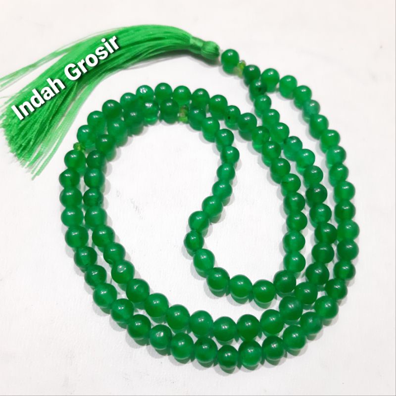 Tasbih Batu Giok Hijau Kristal 6mm 99Butir Natural