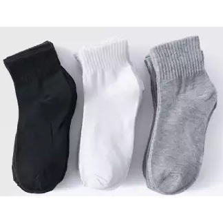 3 pasang kaos kaki olahraga pendek polos bahan katun PE sport socks