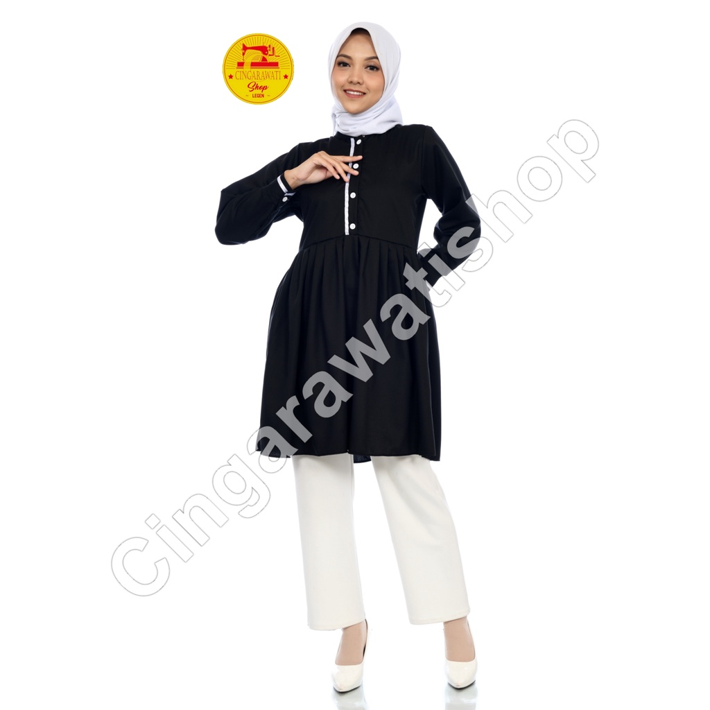 Baju Tunik Hitam Polos Tunik Black list Tunik Putih Toyobo Premium Terbaru