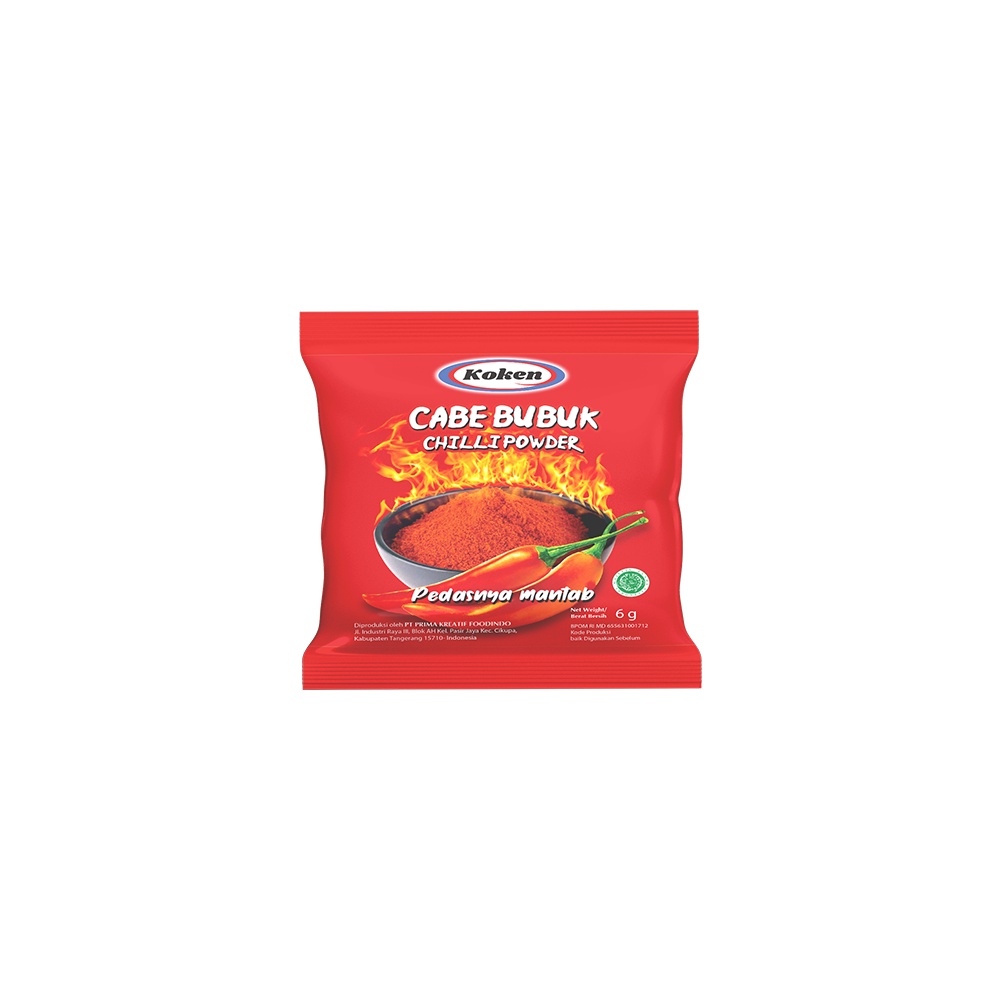 

KOKEN Cabai Bubuk Pedas Instan Serbaguna Bumbu Pedas Tabur Terjangkau Snack Pedas Nasi Goreng 6 gram