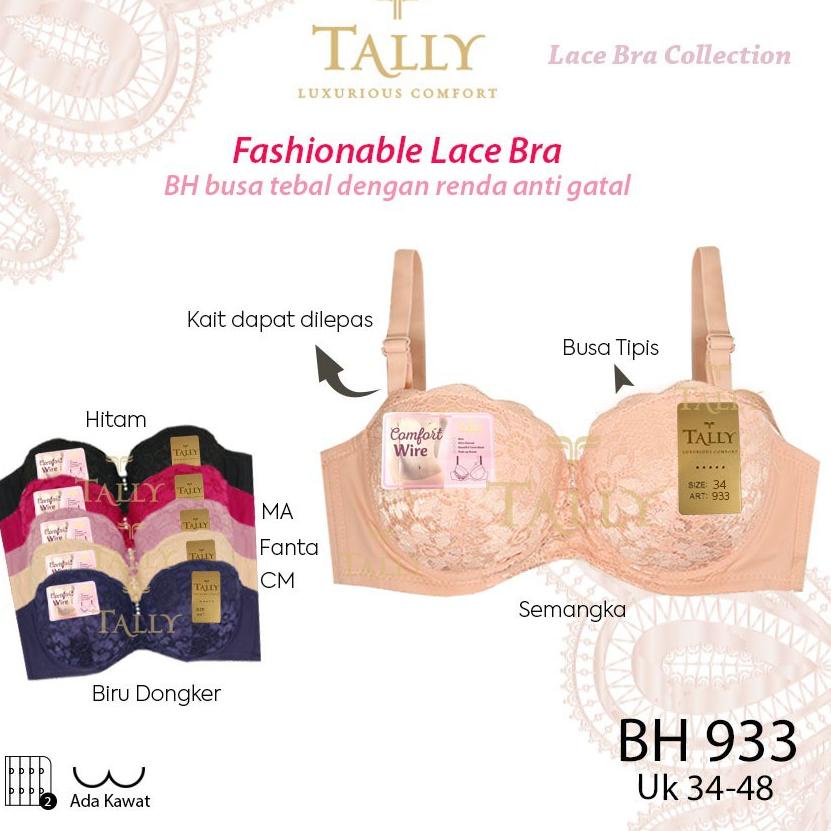 Bh Bra Tally 933 (Cup Sedang) Brukat 1/2 Cup Half Cup | Bra Busa Pakai Kawat |fcjp –DMA.18Oc22n