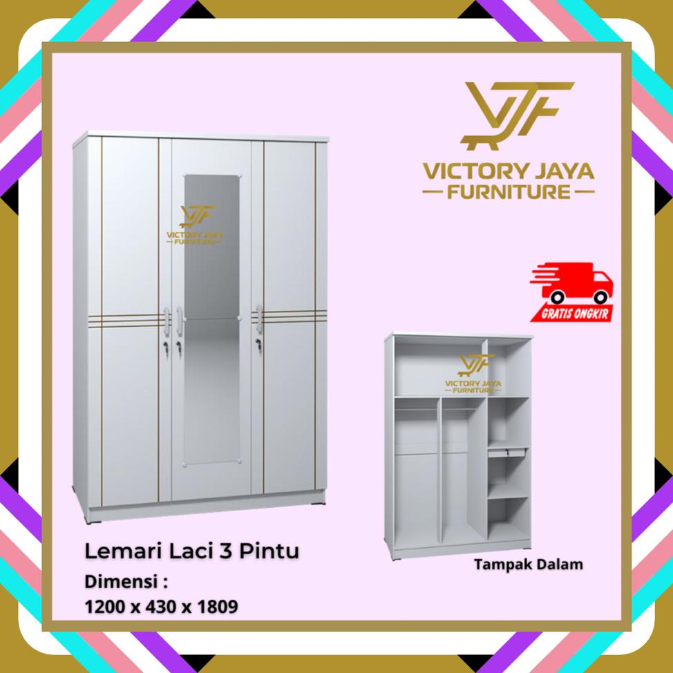Lemari Pakaian 3 Pintu Modern Minimalis