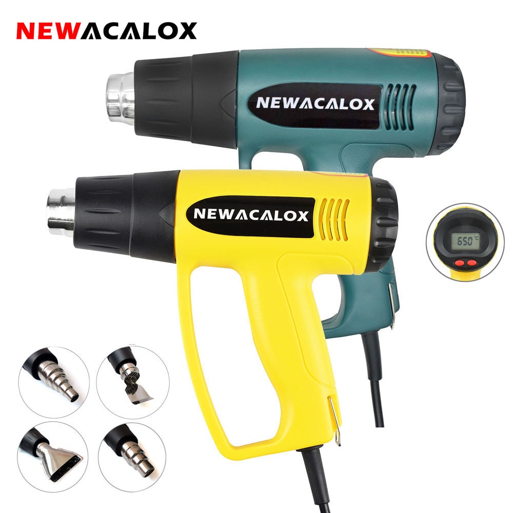 PREORDER NEWACALOX 2000W 220V Steker Uni Eropa Pistol Udara Panas Listrik Industri Termoregulasi LCD