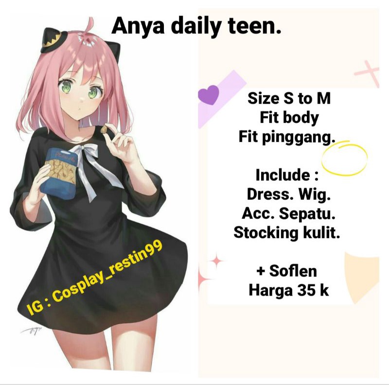rental costum cosplay anya daily