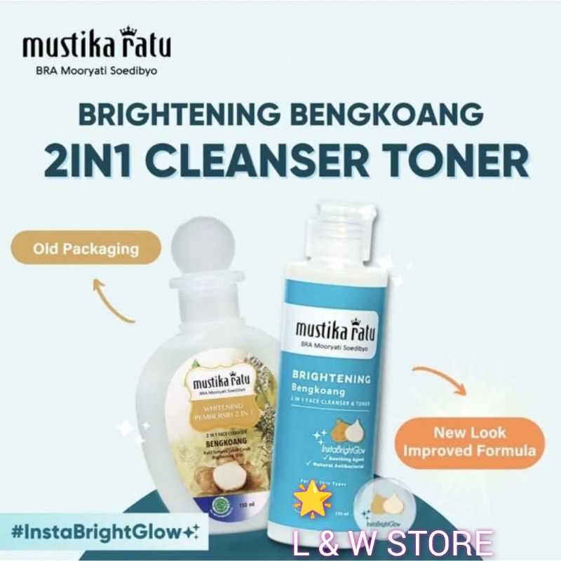 ORIGINAL MUSTIKA RATU BRIGHTENING BENGKOANG SERIES 2 IN 1 FACE CLEANSER&amp;TONER WHITENING 150 ML