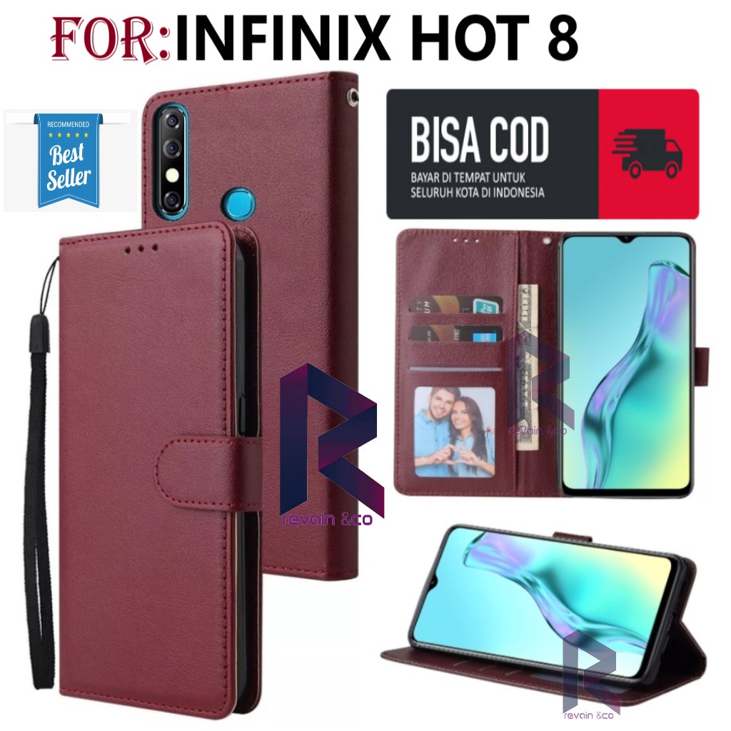 CASE INFINIX HOT 8 FLIP WALLET LEATHER KULIT PREMIUM FLIP COVER SARUNG BUKA TUTUP FLIP CASE INFINIX HOT 8