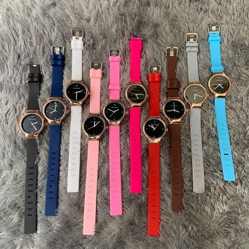 Jam Tangan Wanita Terbaru Huss puppies Tali Rubber Water Resistant || Jam tangan Wanita Kekinian Terlaris Model Bulat Dan simple || Jam Tangan Cewek Analog Murah Cod