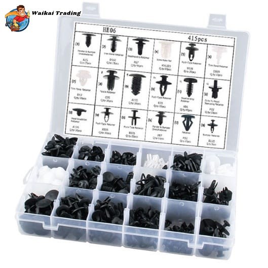 Set Baut Rivet Plastik 415 Pcs Universal Rivet Bolt Klip Motor Mobil
