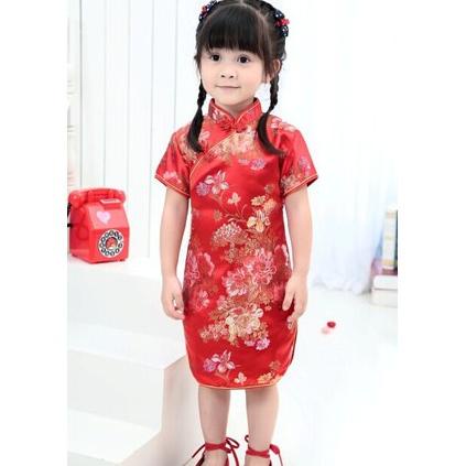 PRODUK- CHEONGSAM QIPAO ANAK MOTIF NAGA DAN PHONIX SILK SUTRA GONG XI FA CAI .