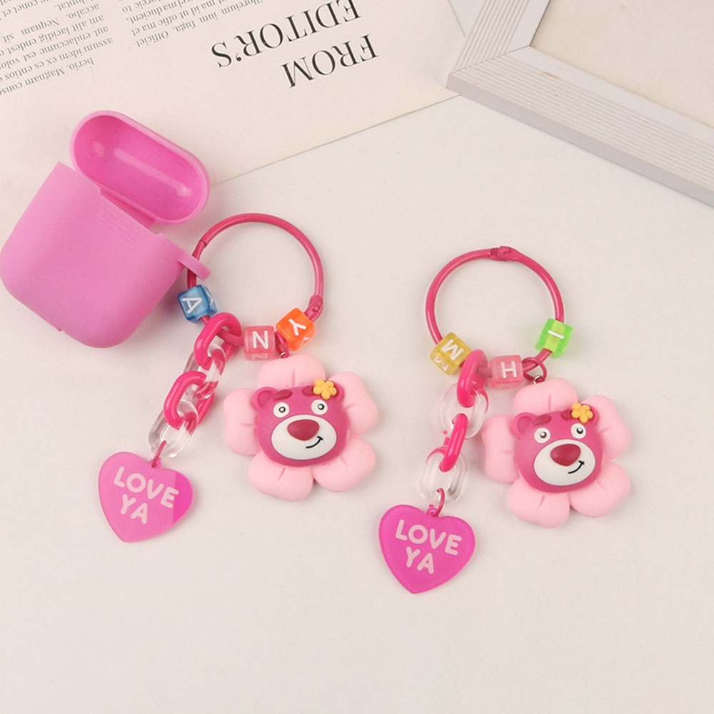 【COD Tangding】Gantungan Kunci Mobil Bentuk Beruang Warna Pink Bahan Akrilik Untuk Wanita