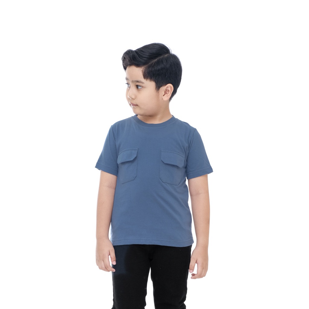 KAOS ANAK COWOK / BAJU ANAK LAKI LAKI / PAKAIAN ANAK COWOK POLOS SAKU DUA BIRU BRAND SUPERKSIDCLOTH 1 - 11 TAHUN