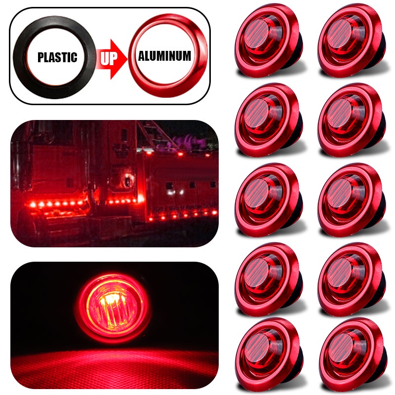 10 PCS Lampu Indikator LED 12V Bentuk Bulat Untuk Truk Bus Trailer Perahu Motor