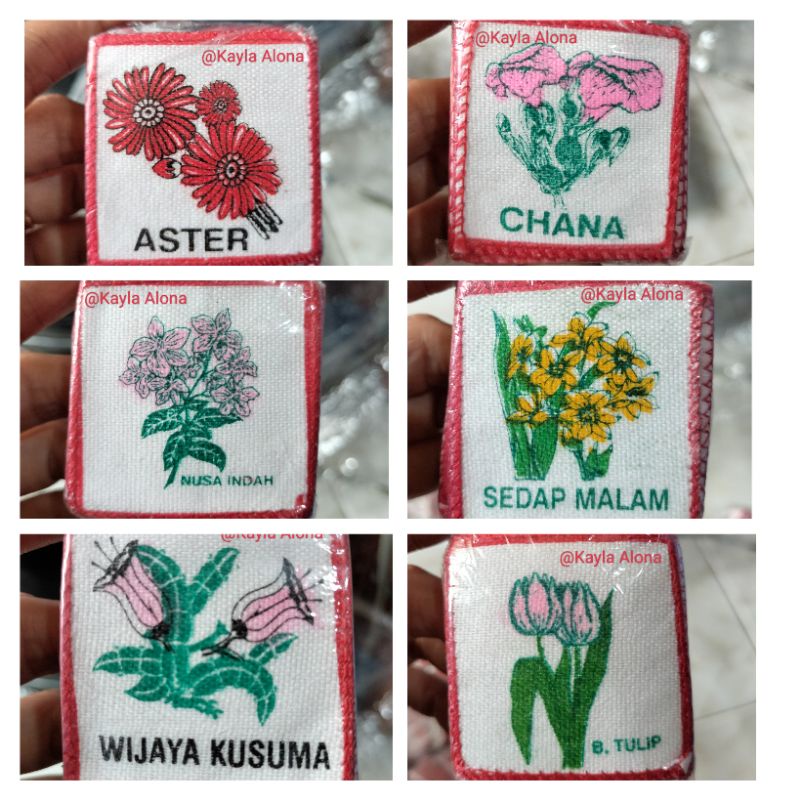 ( Harga Per 1pcs / Ecer ) REGU PRAMUKA Nama&quot; Bunga Untuk PUTRI ( SABLON )
