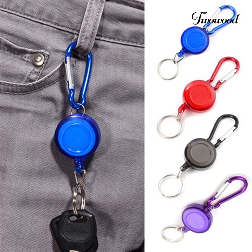 Twowood 1Pc Gantungan Kunci Carabiner Dengan Strap Retractable Warna Warni