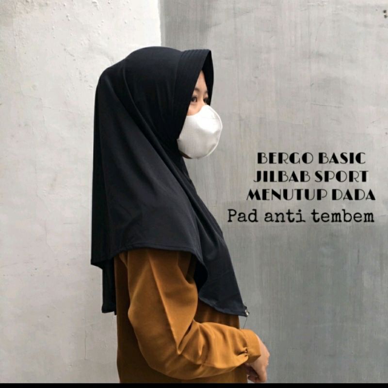 BASIC JILBAB BERGO BASIC HIJAB INSTAN JERSEY JILBAB SPORT MENUTUP DADA BERGO SPORT HIJAB SPORT PANJA