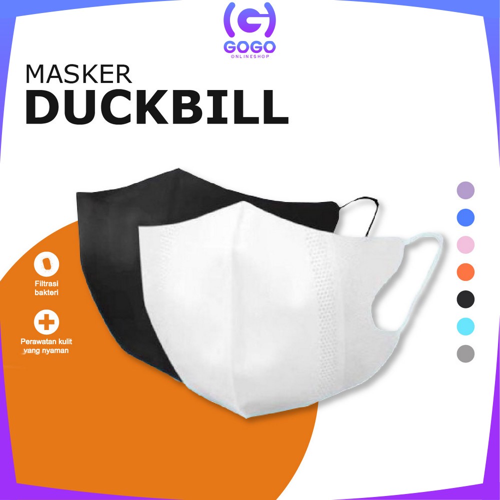 GOGO-C278 Masker Duckbil Warna Isi 50Pcs Masker Earloop 3 Ply Masker Duckbill Dewasa Protective Mask