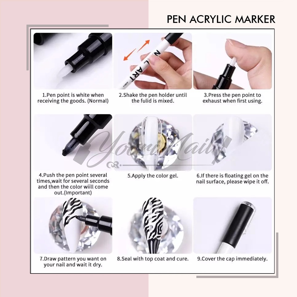 Pen acrylic marker paint gel nail art pen lukis nailart dekorasi grafitti pen marker