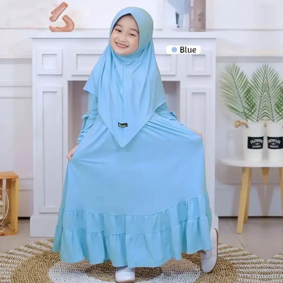 Booming GAMIS syari ANAk set hijab perempuan TANGGUNG TERBARU 2021 MODERN KEKINIAN / gamis arab anak