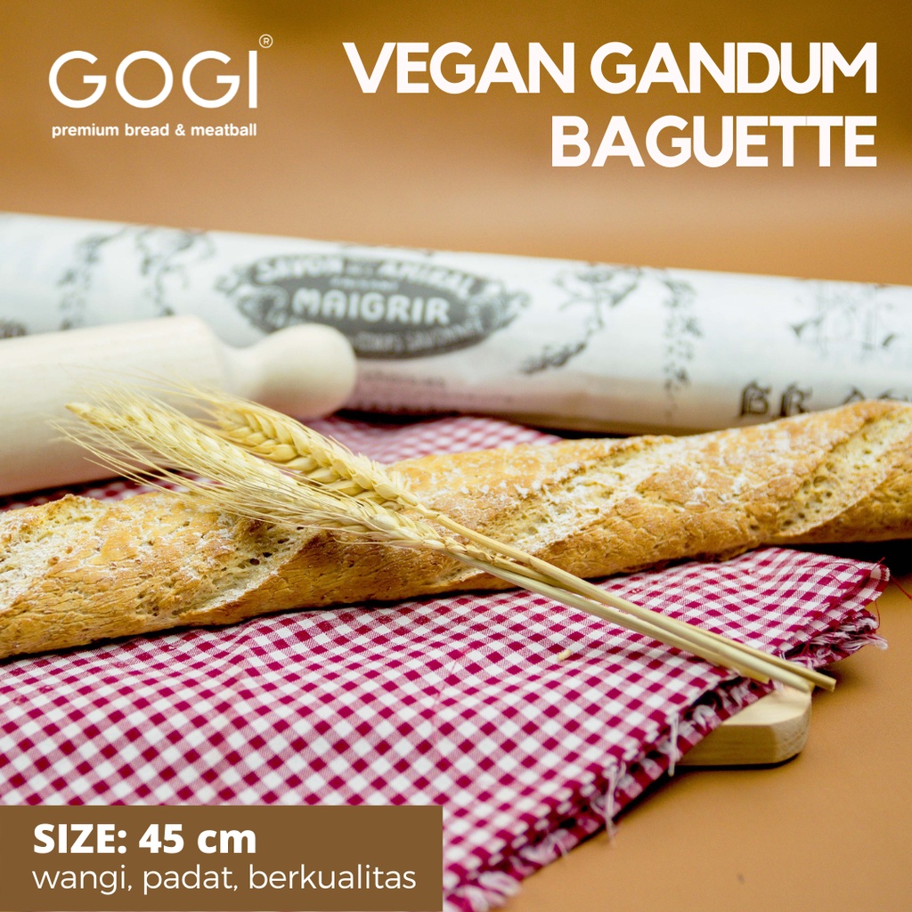 

Isi 1 Pcs French Baguette Vegan Gandum 45cm/ Whole Wheat Vegan Baguette Wholemeal