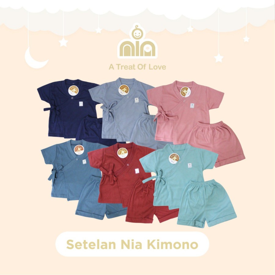 Baju Dress Nia Kancing Premium / Tanpa Kancing / Kimono 0-6 Bulan