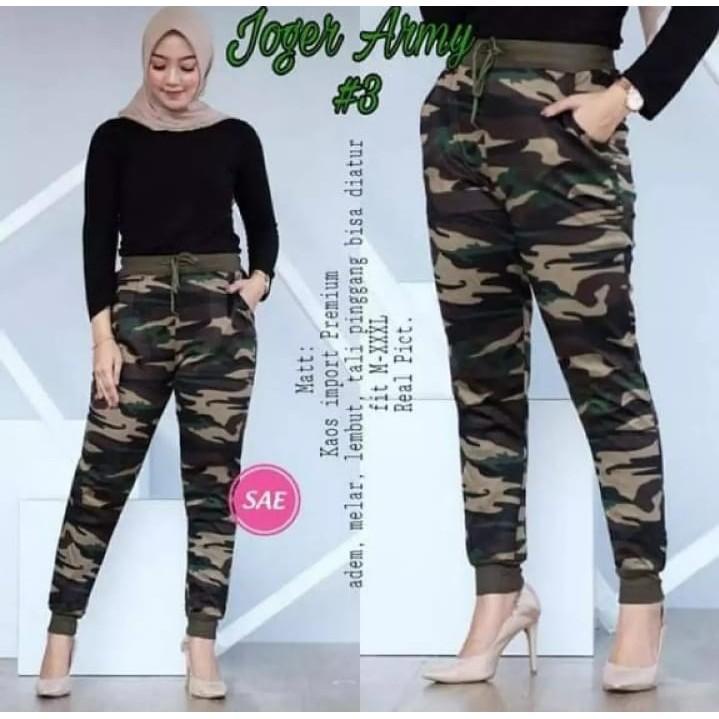 Celana Olahraga Joger Army Wanita - Celana Joger Army Import - Celana Loreng Army Wanita - Celana Jo