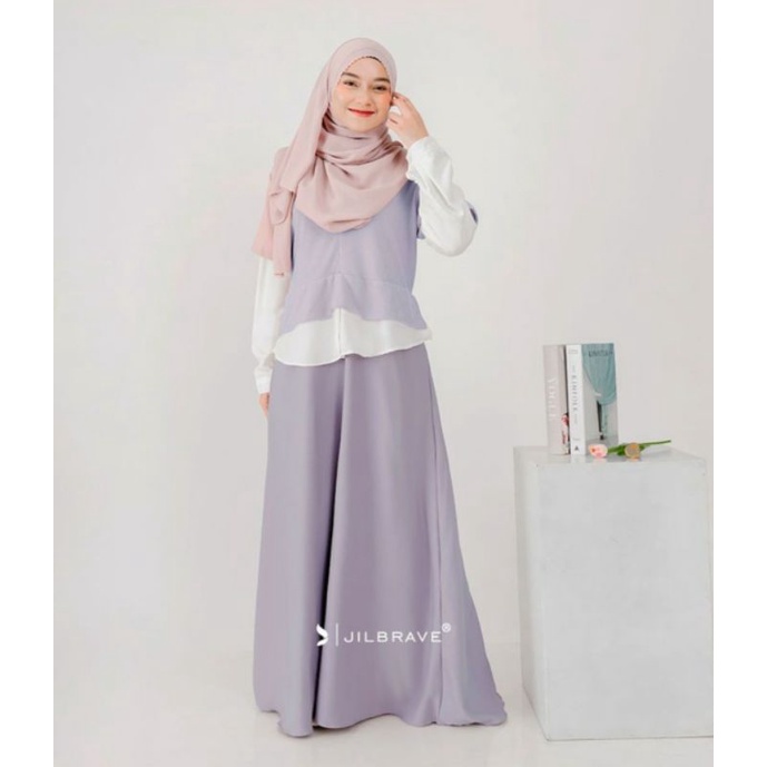 JAZLYN DRESS JILBRAVE | Dress Korean Style Model atasan Kemeja dengan Vest Bahan Argyle Knit