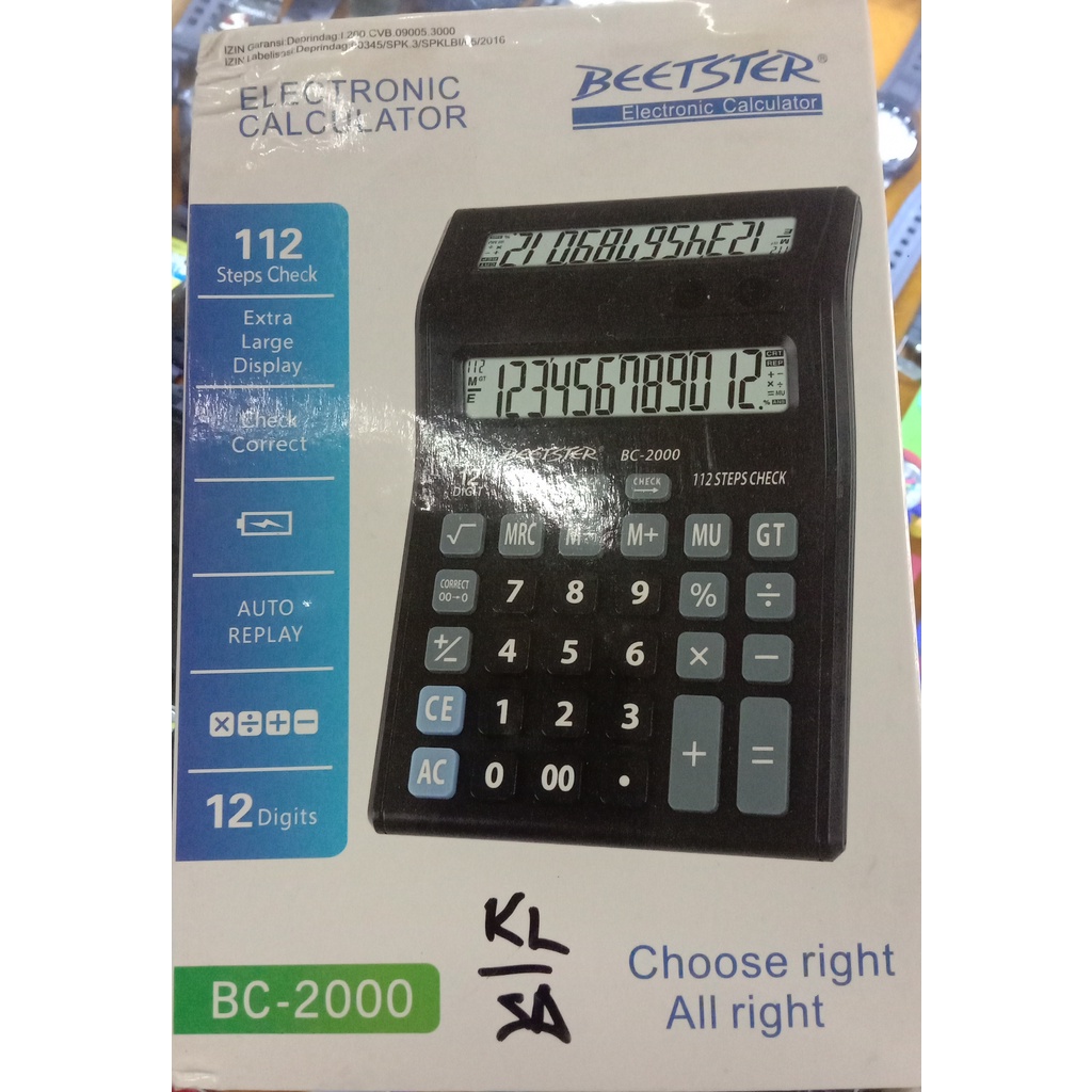 

KALKULATOR BEETSTER TAYPE BC 2000 12 DIGIT