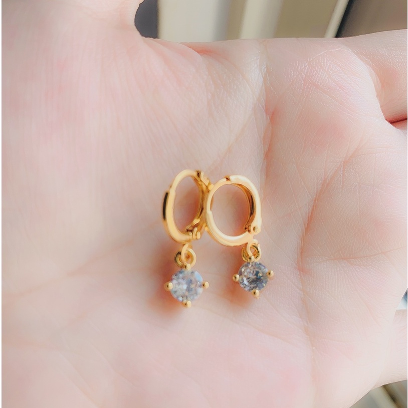 COD ❤️Anting Wanita / Giwang Wanita Kotak Zirconia Gold