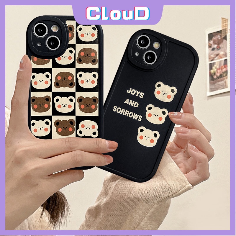 Case Beruang Kartun Lucu Samsung A13 A73 A03s A21s A52s A22 A30s A50 A33 A20s A32 A03 A13 A10s A12 A53 A52 A51 A11 A02s A23 A31 M22 A50s A20 A72 A71 Lembut Tpu Kisi Anti Jatuh Cover