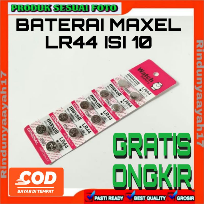 [RA] Batre BATREI MAXEL LR44 1.5VOLT ISI 10 Pcs