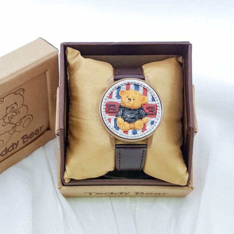 Jam Tangan Teddy Bear Kulit Terlaris Pria Wanita Fashion Bisa COD