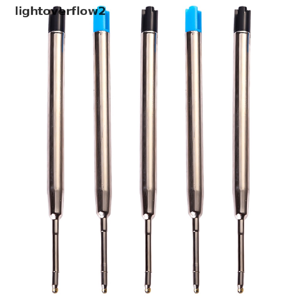 (lightoverflow2) 10pcs / Set Bolpoin 0.5mm G2 Bahan Metal Warna Biru / Hitam Untuk Stationery Sekolah / Kantor